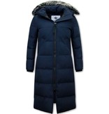 Matogla Puffer Coat Long Women with Hood - Blue