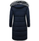 Matogla Puffer Coat Long Women with Hood - Blue