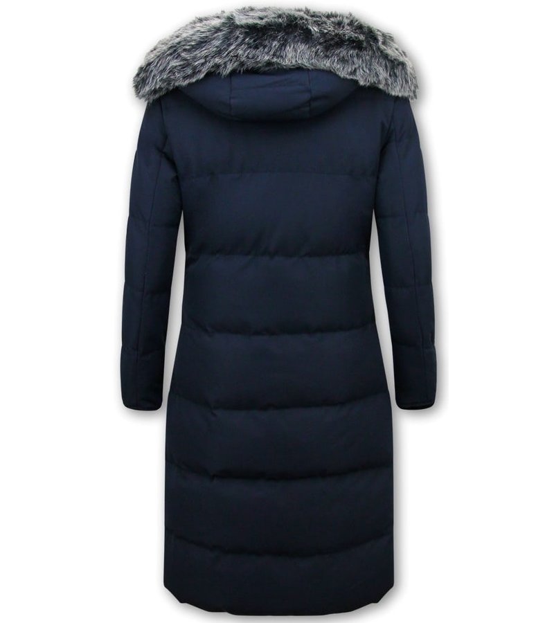 Matogla Puffer Coat Long Women with Hood - Blue