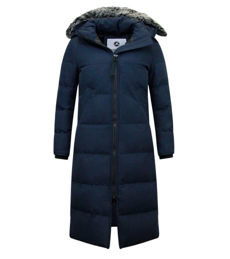 Matogla Puffer Coat Long Women with Hood - Blue