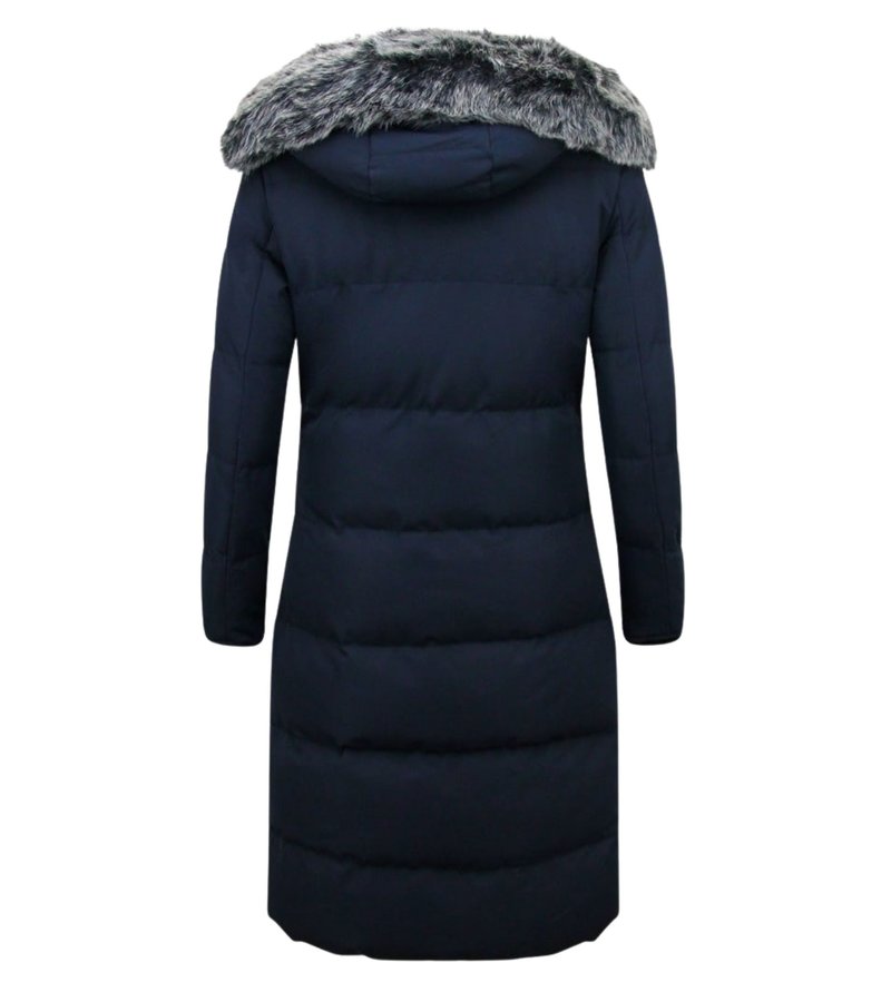 Matogla Puffer Coat Long Women with Hood - Blue