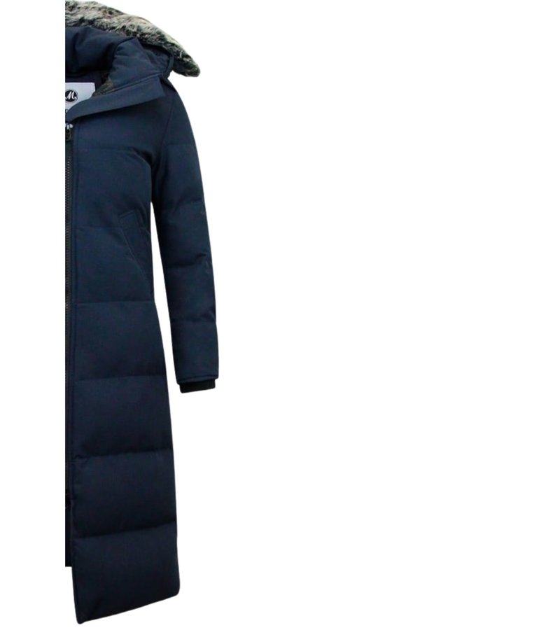 Matogla Puffer Coat Long Women with Hood - Blue