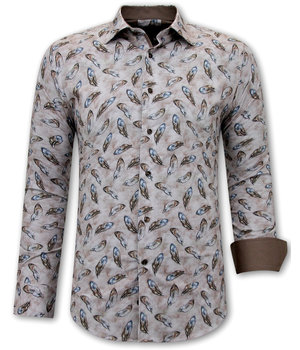 Gentile Bellini Feather Printed Shirts Men - 3111- Brown