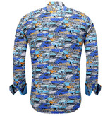 Gentile Bellini Men's Shirt with Car Print - 3112 - Blue