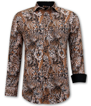 Gentile Bellini Tiger Printed Blouse Men - 3118 - Brown