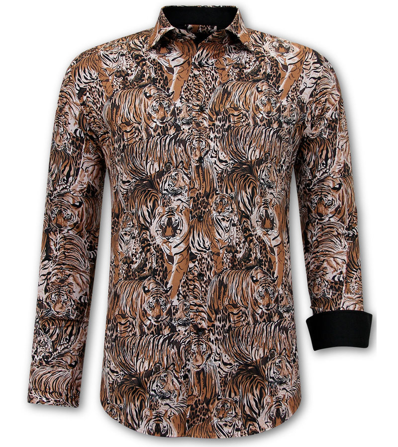 Gentile Bellini Tiger Printed Blouse Men - 3118 - Brown