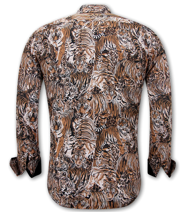 Gentile Bellini Tiger Printed Blouse Men - 3118 - Brown