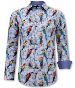 Gentile Bellini Bird Printed Shirts - 3122 - Blue