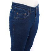 True Rise  Slim Fit Plan Classic Jeans - DC-056 - Blue