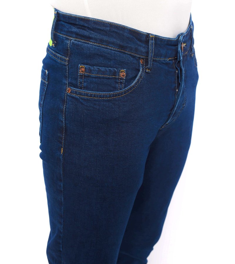 True Rise  Slim Fit Plan Classic Jeans - DC-056 - Blue