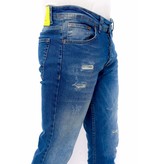 True Rise Jeans Men Slim Fit with Holes - DC-036 - Blue