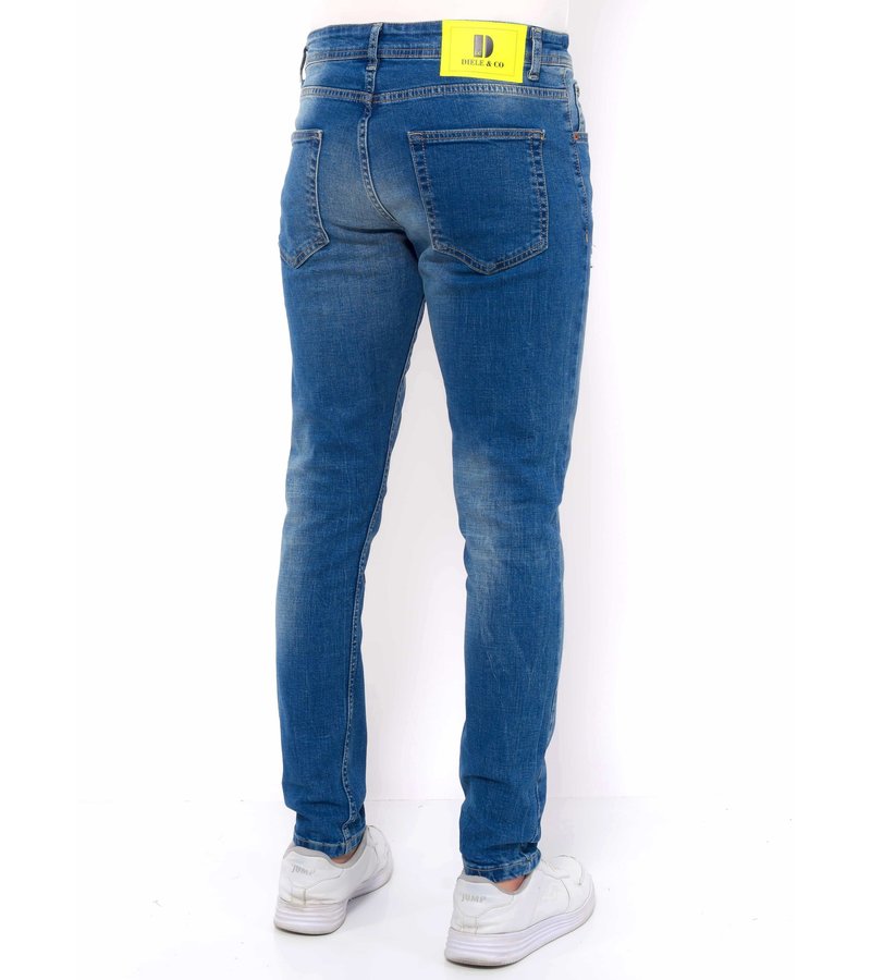 True Rise Jeans Men Slim Fit with Holes - DC-036 - Blue