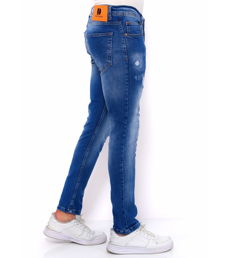 True Rise Ripped Pants Mens Slim Fit - DC-039 - Blue