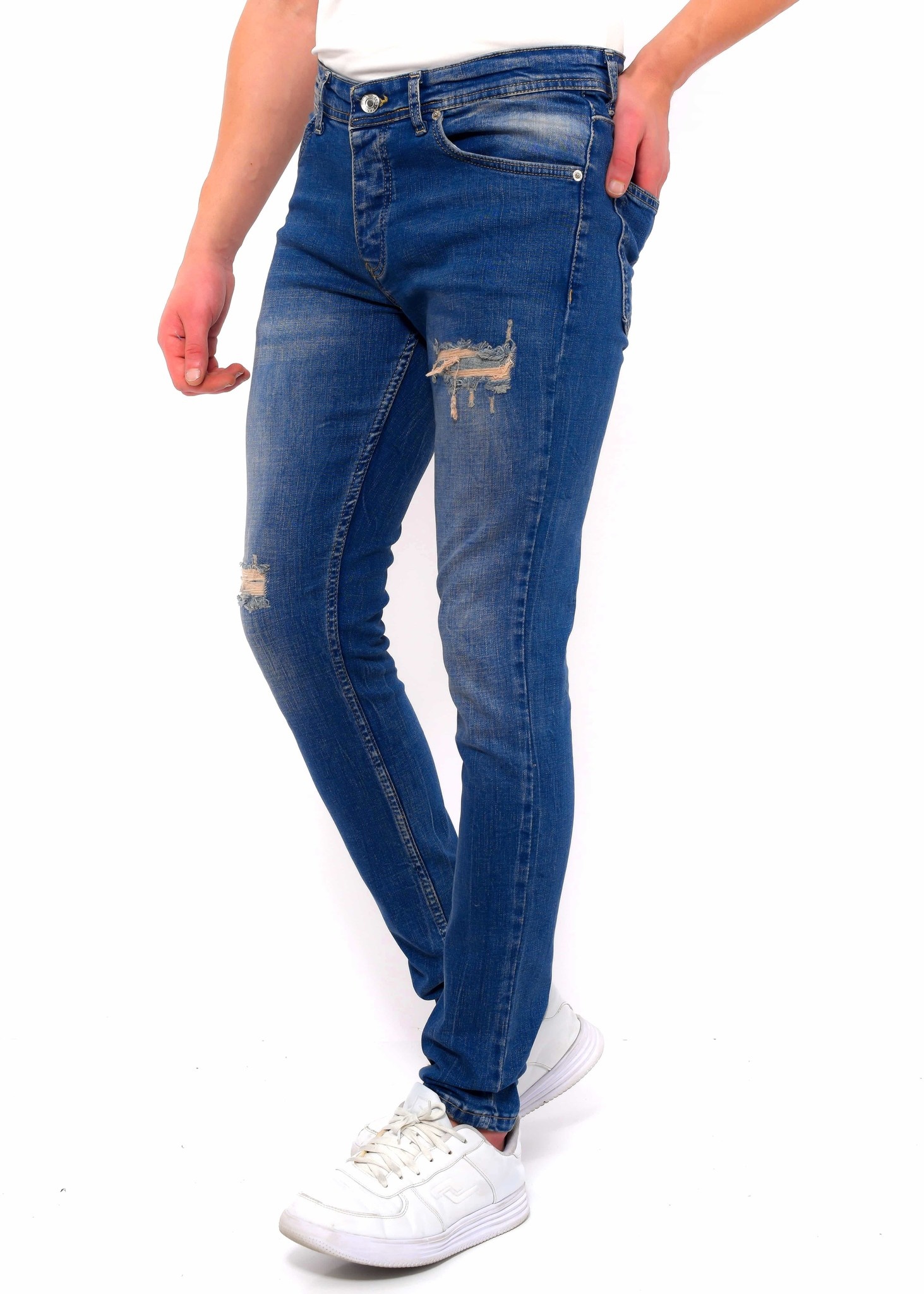 Men's Slim Fit Black Ripped Jeans - BG877