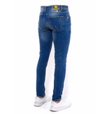 True Rise Ripped Jeans Men Slim Fit Stretch - DC-046 - Blue