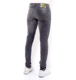 True Rise Slim Fit Jeans Men With Rips - DC-041 - Grey