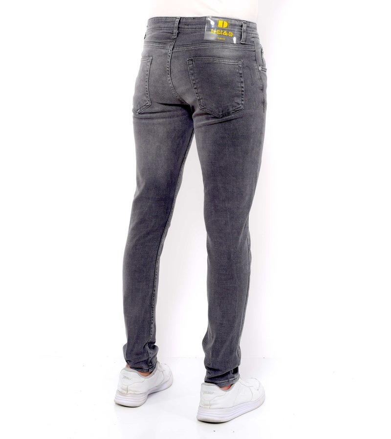 True Rise Slim Fit Jeans Men With Rips - DC-041 - Grey