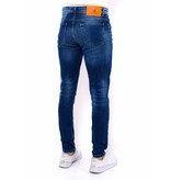 True Rise Mens Blue Slim Fit Jeans with Holes - DC-047
