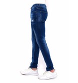 True Rise Blue Pants with Holes Men's Slim Fit - DC-043