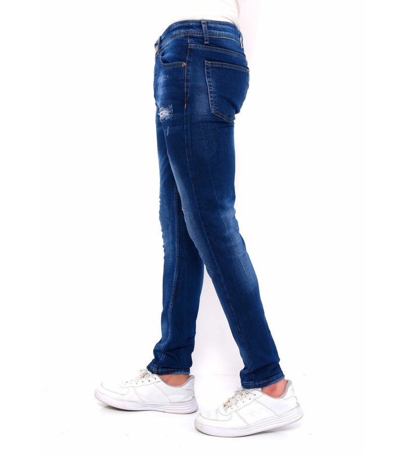 True Rise Blue Pants with Holes Men's Slim Fit - DC-043