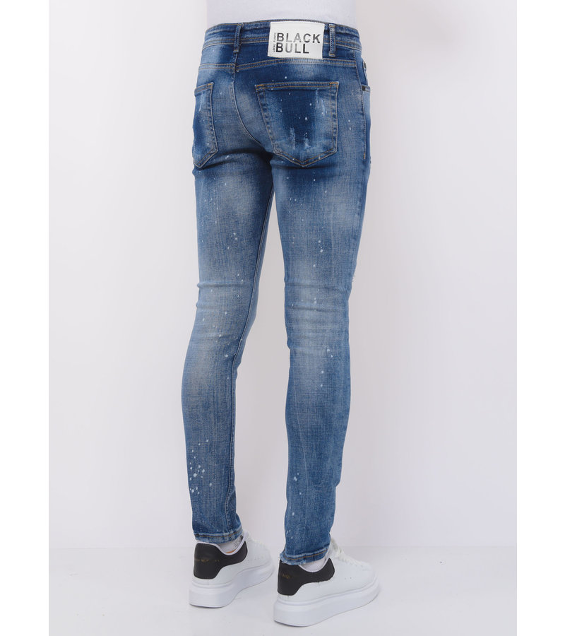 Local Fanatic Paint Splatter Stonewashed Jeans Mens Slim Fit - 1079 - Blue