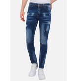 Local Fanatic Men's Paint Splatter Stonewashed Jeans Slim Fit - 1077 - Blue