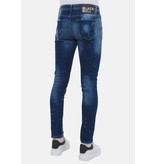 Local Fanatic Men's Paint Splatter Stonewashed Jeans Slim Fit - 1077 - Blue