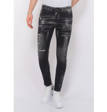 Local Fanatic Paint Splatter Destroy Jeans Stonewash Men Slim Fit - 1084 - Black