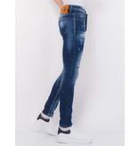 Local Fanatic Designer Jeans With Paint Splatter Man Slim Fit -1072- Blue