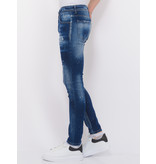 Local Fanatic Designer Jeans With Paint Splatter Man Slim Fit -1072- Blue