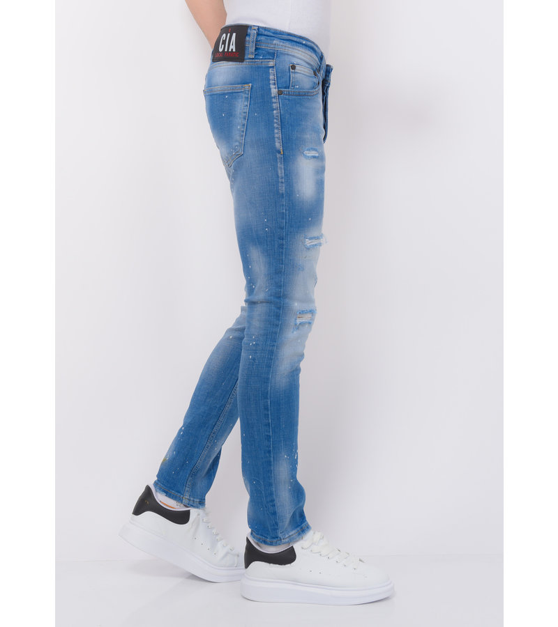 Local Fanatic Blue Ripped SkaterJeans Men Slim Fit - 1078