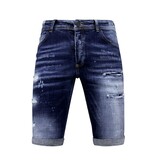 Local Fanatic  Stretch Short with Paint Splash Men - Slim Fit -1074- Blue