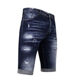 Local Fanatic  Stretch Short with Paint Splash Men - Slim Fit -1074- Blue