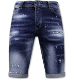 Local Fanatic DDesigner Shorts With Paint Splatter Men - Slim Fit -1072- Blue