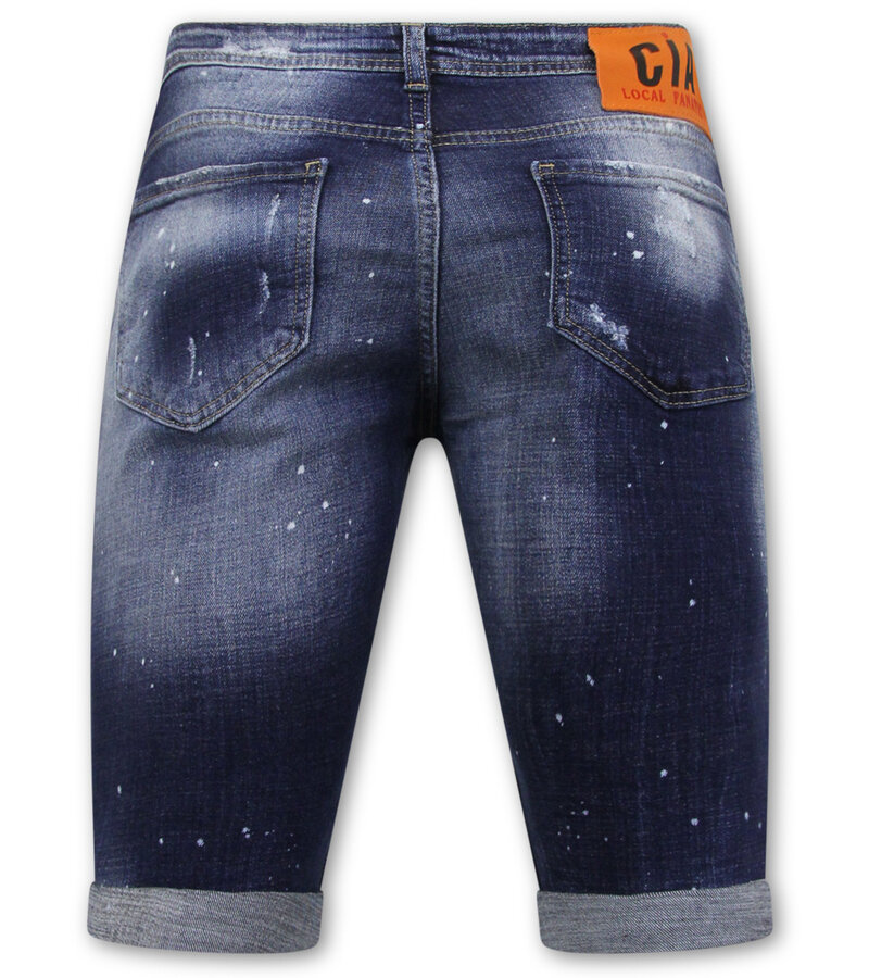 Local Fanatic DDesigner Shorts With Paint Splatter Men - Slim Fit -1072- Blue