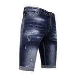 Local Fanatic DDesigner Shorts With Paint Splatter Men - Slim Fit -1072- Blue