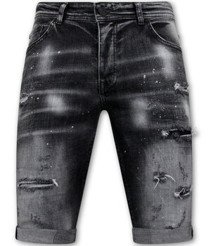 Local Fanatic Distressed Short Stonewash Men - Slim Fit -1087- Black