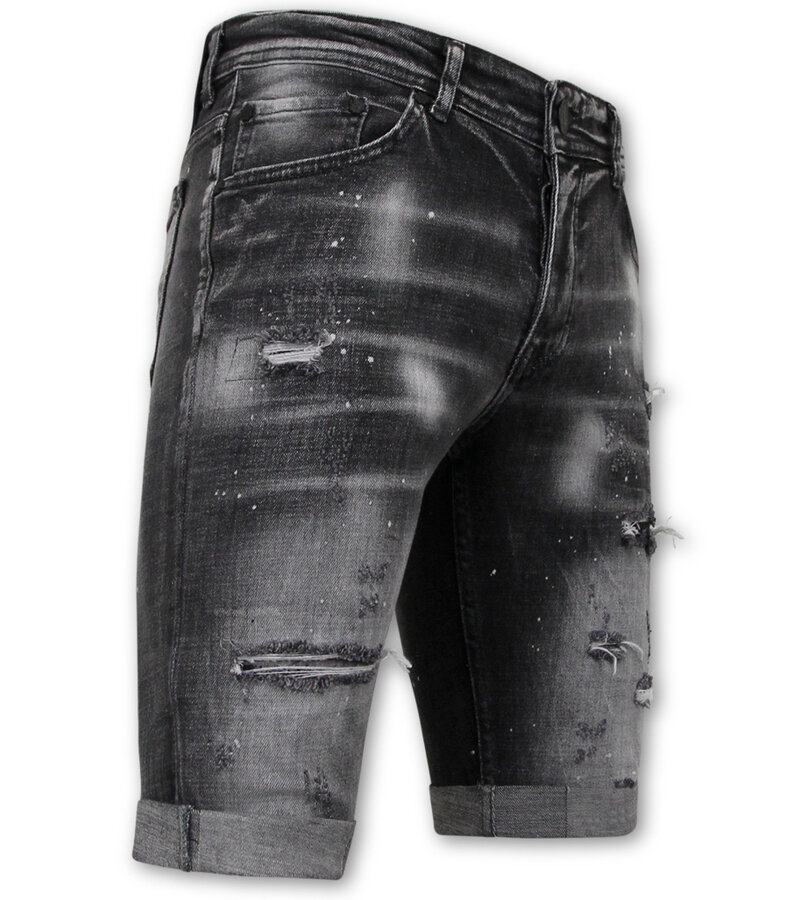 Local Fanatic Distressed Short Stonewash Men - Slim Fit -1087- Black