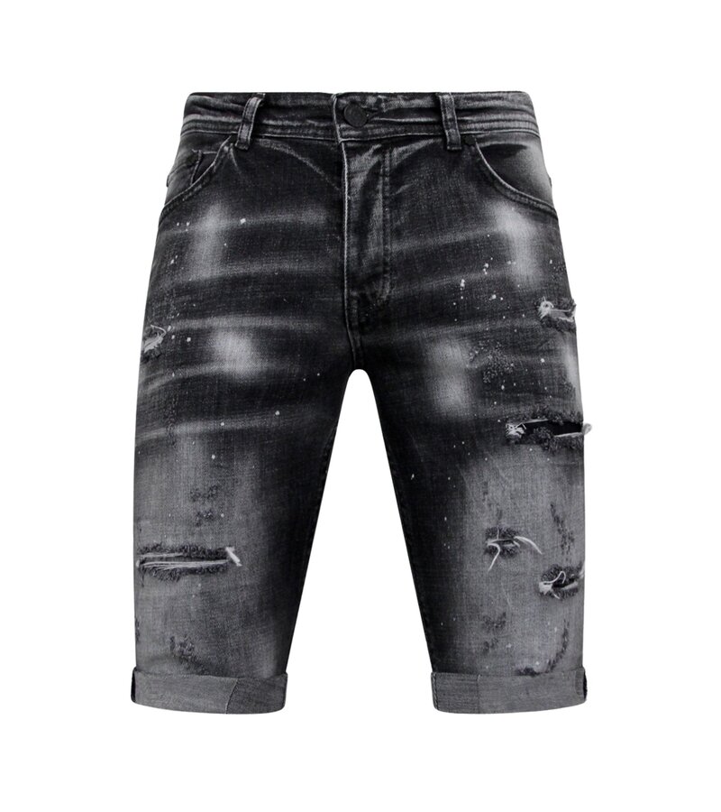 Local Fanatic Distressed Short Stonewash Men - Slim Fit -1087- Black