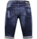 Local Fanatic Men's Paint Splatter Stonewashed Short - Slim Fit -1077- Blue