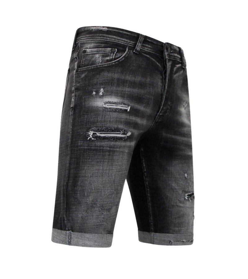 Local Fanatic  Stonewashed Ripped Men's Short  Slim Fit -1085- Black