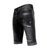 Local Fanatic Destroyed Shorts with Paint Splatter Men  Slim Fit -1086- Black