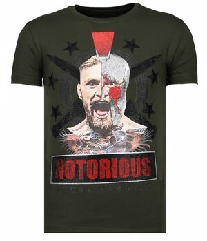 Local Fanatic Conor Notorious Warrior - Rhinestone T-shirt - Khaki