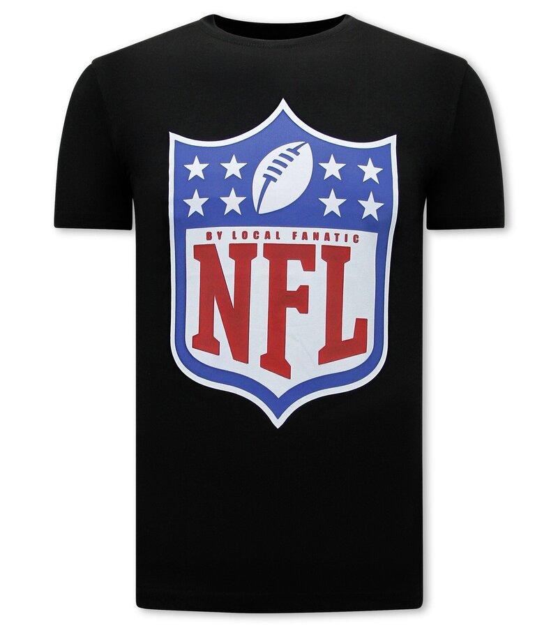 Local Fanatic NFL Shield Team Print Mens T-Shirt - Black