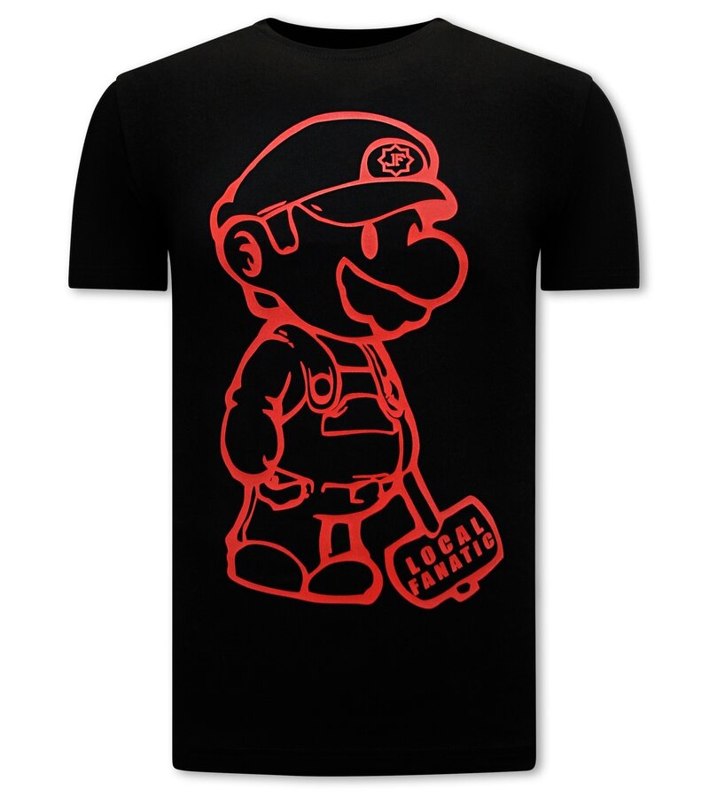 Local Fanatic Mario Mens T-Shirt - Black