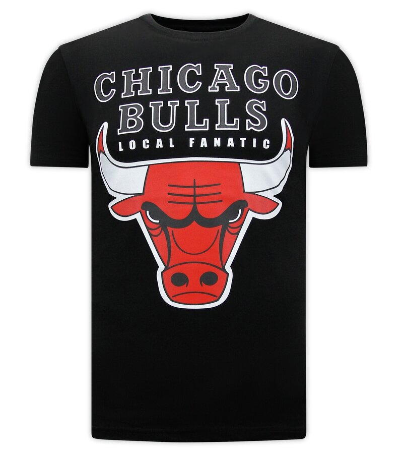 Local Fanatic Bulls Classic Design Mens T-Shirt - Black