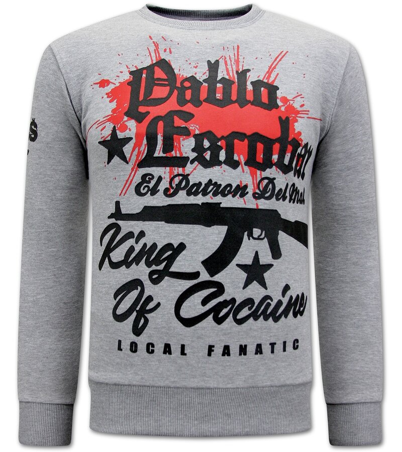 Local Fanatic The King Of Cocaine Pablo Escobar Sweater - Grey