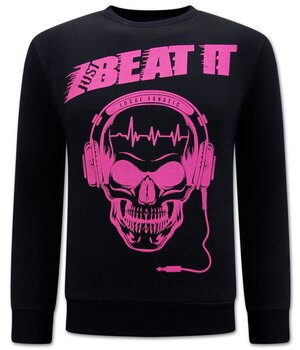 Local Fanatic Just Beat It Print Men Sweater - Black