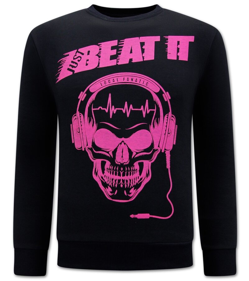 Local Fanatic Just Beat It Print Men Sweater - Black