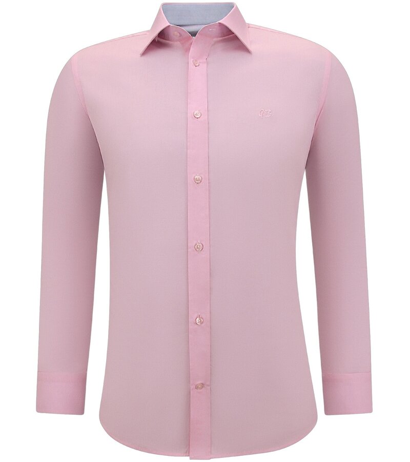 Gentile Bellini Mens Longsleeve Shirts - Plain Slim Fit - Pink